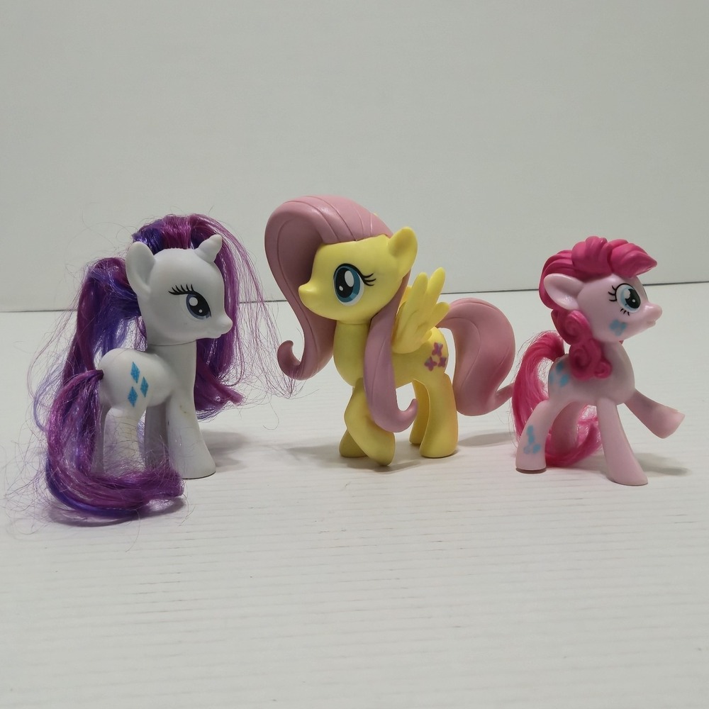 My Little Pony Lot 3 Figure Rarity Pinkie Pie Fluttershy McDonald Toy G4 Hasbro